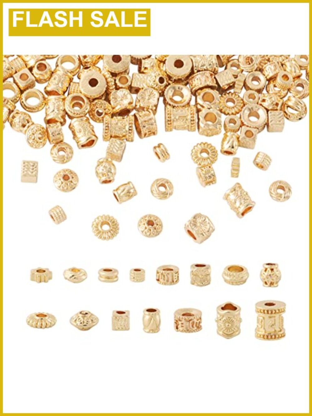 112 Pcs Tibetan Spacer Beads Metal Jewelry Making Kit - 15 Styles Antique Brass